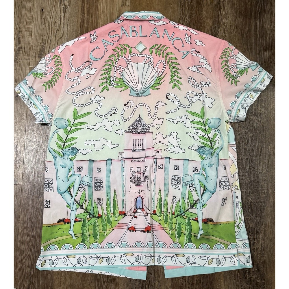 Casablanca Men's Vase Linen Shirt, Size Medium NWT Multicolor Art Deco